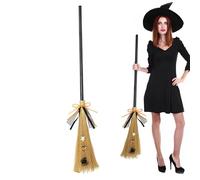 Generico Halloween Witch Broom | Evil Witchs Broomstick | Wooden Style Halloweens Horror | Hallooween Fancy Dress Costume Accessory for Masquerade Dress Up Decoration