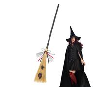Generico Halloween Witch Broom | Evil Witchs Broomstick | Wooden Style Halloweens Horror | Hallooween Fancy Dress Costume Accessory for Masquerade Dress Up Decoration