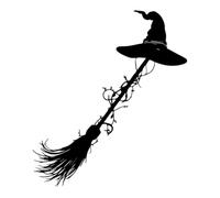 Generico Halloween Witch Broom Spooky Hangable Holiday Sign Scene Prop