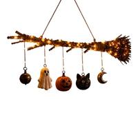 Generico Halloween Witch Broom with Lights Spooky Party Room Decor