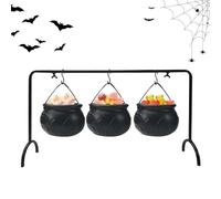 Generico Halloween Witch Cauldron Set - 3 Piece Black Witch Candy Bowl