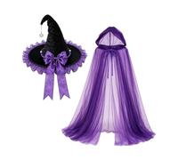 Generico Halloween Witch Costume - Lightweight Lace Witch Hat Cape Cosplay
