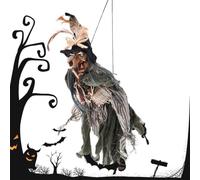 Generico Halloween Witch Decor | Glowing Eyes Sound-Activated Flying Broom