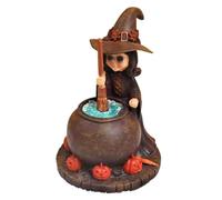 Generico Halloween Witch Figurine, Fire Burn Cauldron Statue