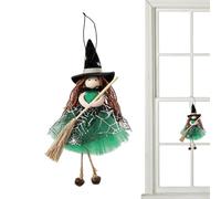 Generico Halloween Witch Ornament - Spooky Hanging Doll with Mesh Broom | Hangable Mesh Broom Witch & Angel Doll Pendant Lightweight Witch Figurine with Broom for Home Apartment Office School