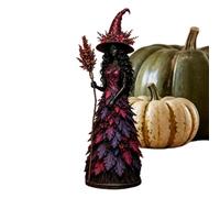 Generico Halloween Witch Statue - Resin Autumn Figurine | Leaves Gown Decor