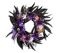 Generico Halloween Wreath - Cloth Wood ABS 43x6.5x43cm | Gothic Wreaths for Front Door with Horror Holiday Decorations, Moon Cat Wreaths, Wreatħs for Front Door | Indoor