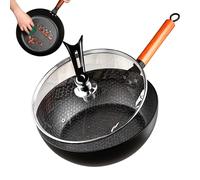 Generico Hand-Hammered With Lid | Zero-Coating Forged Iron Fry Pan | 28cm Induction Gas Stove Compatible Skillet | Non-Stick Home Baking Cookware