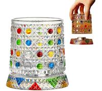 Generico Hand Painted Embossed Rotating Whiskey Glass, Old Fashioned Luxury Crystal Tumbler with Smooth Spin Design, Koi and Lotus Pattern Glass for Bourbon,Scotch,Liquor and Cocktail