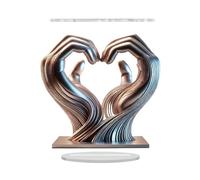 Genérico Hand Statue - Acrylic, Small Heart Hands Sculpture Decorative Figurine | Shiny Silver Desktop Ornament, Hands Sculpture For Bedroom, Living Room, Office, Indoor Decor