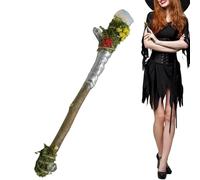 Generico Handcrafted Crystal Wand - 6.3 inch Natural Raw Stone | Witch Decoration with Moss And Flowers | Suitable for Wiccan Altars, Cosplay, Pagan Rituals
