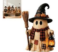 Generico Handcrafted Halloween Ghost Figurine, Rustic Fall Pumpkin Ghost Mummy Skeleton Figurine, Adorable 3D Resin Monster Statue Decoration for Mantel Porch,Festive Tabletop Decor