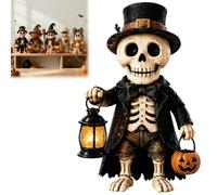 Generico Handcrafted Halloween Ghost Figurine, Rustic Fall Pumpkin Ghost Mummy Skeleton Figurine, Adorable 3D Resin Monster Statue Decoration for Mantel Porch,Festive Tabletop Decor