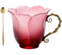 Generico Handcrafted Petal Cup with Vine Handle, Artistic Floral Ceramic Coffee Mug with Bloom-Shaped Design, Artistic Floral Elegant Nature Glass Mug for Women, Friends, Home Décor Gift (Color D)