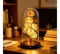 Generico Handcrafted Sea Urchin Shell Night Light,USB Rechargeable Touch Dimmable Warm Lamp,Sea Urchin Glass Dome Table Light with Wooden Base,Ocean Themed Gifts for Bedroom Living Room