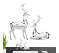 Generico Handicraft Piece Resin Sculpture, Christmas Center Table Decorations | Silver Reindeer Christmas Decoration | Fashion Electroplated Silver Reindeer Decor 2PCS for Living Room Bedroom