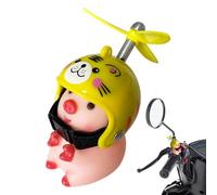Generico Handlebar Toy 5x5x10cm | Handlebar Figure, Lovely Animal with Propeller Helmet | Cute Swine Ornament Motorcycle Decoration for Bike Scooter Motorcycle Handlebars Display