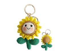 Generico Handmade Bag Keychain - Sunflower Bag Charms, 6x3x2cm Creative Chain with Keyrings, Handmade Floral Keyring with Colorful Yarn, Purse Charm with Keyring, Pocket Accessory for Key Organizer