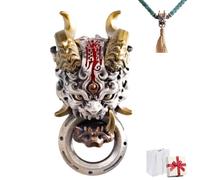 Generico Handmade Bead Talisman Charm Taoist Amulet, Retro Copper Beast Head Engraved Pendant, DIY Accessories Pendant for Bracelets Jewelry Making