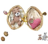 Generico Handmade Crochet Animal in Walnut Shell, Miniature Rabbit & Bear Crochet Animal Kit in Walnut Shells, Hug Cute Easter Giving