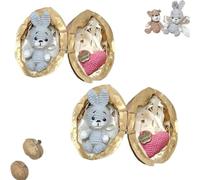 Generico Handmade Crochet Animal in Walnut Shell, Miniature Rabbit & Bear Crochet Animal Kit in Walnut Shells, Hug Cute Easter Giving
