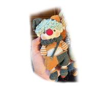 Generico Handmade Crochet Clown Amigurumi Doll, Multicolour Yarn, Curly Hair with Jester Hat and Bells, Ruffled Collar, Keychain and Ornament, Gift for All Ages. (Style 5)