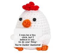 Generico Handmade Crocheted Chick Doll, Emotionally Supportive Knitted Chick Figurine, Cute Amigurumi Çhick with Card, for Home Decor Gift, 1 Dolļ + Card