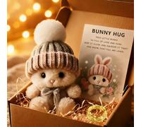 Generico Handmade Mini Bunny Hug Cute Easter Gift, Mini Bunny Hug Cute Easter Gift with Light & Inspirational Card, Comfort Gifts for Friends Family (Grey)