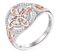 Generico Handmade Witch’s Return-Knot Protection Ring - Protect Your Loved Ones, Silver Knot Design with Rose-Gold Detail (#A,#11)