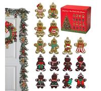Generico Hangable Gingerbread Tree Ornaments - 16 Piece Cookie Figurines with Rope | Gingerbread Christmas Decorations for Family Farmers Home Holiday Thanksgiving Party Window