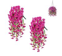 Generico Hanging Artificial Morning Glory Vine, Wall Wisteria Hanging Basket Plants, Faux Silk Morning Glory Vines for Porch Yard, Outdoor, Wedding Favors, Anniversary (red Lotus Color)