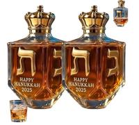 Generico Hanukkah 2025 Dreidel Whiskey Bottle, Novel Whiskey Bottles,Edition Glass Liquor Decanter with With golden Hebrew lettering, Holiday Home Bar Centerpiece, Menorah Celebration (2pc)