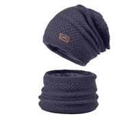 Generico Hat And Scarf 2pc Set Hood Ski Over Windproof Plush Hood Fuzzy Ski Winter Adjustable Women Men Capello per Compleanno (Grey, One Size)