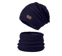 Generico Hat And Scarf 2pc Set Hood Ski Over Windproof Plush Hood Fuzzy Ski Winter Adjustable Women Men Capello per Compleanno (Navy, One Size)