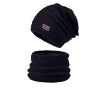 Generico Hat And Scarf 2pc Set Hood Ski Over Windproof Plush Hood Fuzzy Ski Winter Adjustable Women Men Capello per Compleanno (Black, One Size)