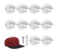 Generico Hat Hooks, 1.5 Inches 10 Pieces Household Hat Hanger for Home Use, No-Punch Adhesive with Strong Hold and Easy Installation, Storage Accessories for Bathroom Shower Kitchen Bedroom Apartment
