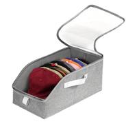 Generico Hat Organizer - Nonwoven Fabric Large Size | Stackable Storage Box Clear Window Lid Ball Cap Holder | Space Saving Closet Shelf Solution For Travel Desktop Home Office RV Use