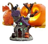 Generico Haunted House Statue, Glowing Resin Halloween Village Figurine, Spooky Tabletop Ornament, 12.5x9x17.5cm, Light-Up Decoration, Horror Theme, Kitchen, Fireplace, Bathroom, Bedroom, Scenes