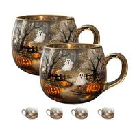 Generico Haunted Path Halloween Mug, Beautiful Halloween Ghosts Coffee Cup, For Women, Girls, Family & Friends (2PCS)