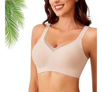 Generico Havethedare Bra, Arisefrom Bra, Womens Wireless V Neck Crossover Mesh Seamless Push-Up Bras, Soft & Supportive (Skin,L)