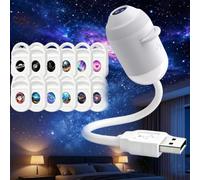 Generico Hd Smart Dynamic 5d Holographic Night Light Projector,Usb Galaxy Projector,with Projection Films,Plug-and-Play,360° Adjustable,for Kids Adults Bedroom Ceiling Wall Room Decor and Car，12