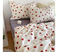 Generico Heart Comforter Set, Cute Zipper Duvet Cover Bedding Sets, Adorable Soft Valentines Day Quilt Cover with Bed Sheet and Pillowcase for Home Bedroom DecoR, 90.55x90.55 inches