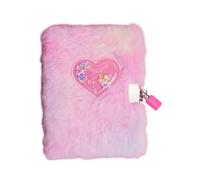 Generico Heart Diary, Plush Journal Notebook with Lock, Soft Cover Secret Diary, Cute Writing Companion, Ideal for Girls, Children Ages 6-12, School, Home Use, 5.83x4.13 Inches, Pink