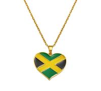 Generico Heart Enamel Jamaica Pendant Necklaces Jewellery Gold Color Jewelry Jamaican Flag Jewelry heart-shaped charm for men and women (necklace pendant)