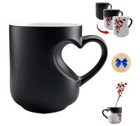 Generico Heart-Shaped Color Changing Magic Ceramic Mug, 11 Oz Hot/Cold Thermochromic Red Heart Pattern Coffee Cup, Romantic Cup for Valentine's Day Anniversary (One cup)