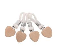 Generico Heart Shaped Towel Clips Set Of 4 - Wood Iron Hanging Rack With Rope Loop, 10x4x1.5cm - No Drill Bathroom Kitchen Travel Accessory