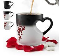Generico Heat Changing Mug Heart, 330mL Heart-Shaped Color Changing Magic Ceramic Mug with Ergonomic Handle, Premium Jingdezhen Ceramics Heat Sensitive Coffee Cup, Romantic Gifts for Couples (1 PC)