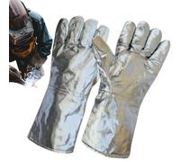 Genérico Heat Resistant Work Gloves - Aluminum Foil Protective Mittens, Fireproof Thermal Gloves For Steel, Glass, Metalwork, Foundry Casting | Safety Gear For Kitchen, Workshop, Smelting