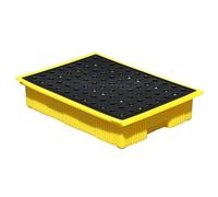Generico Heavy-Duty Polyethylene Spill Containment Pallet with Drain Outlet, Removable Grate, Stackable, Anti-Skid, 25kg/40kg Capacity, Ideal for Industrial Use (490x360x100mm)
