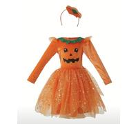 Generico Helloween Costume da Zucca con Cappello,Costume da Pumpkin per Bambini,Carnevale vestito da Zucca con cappello, abito di Halloween, Baby Girl Pumpkin